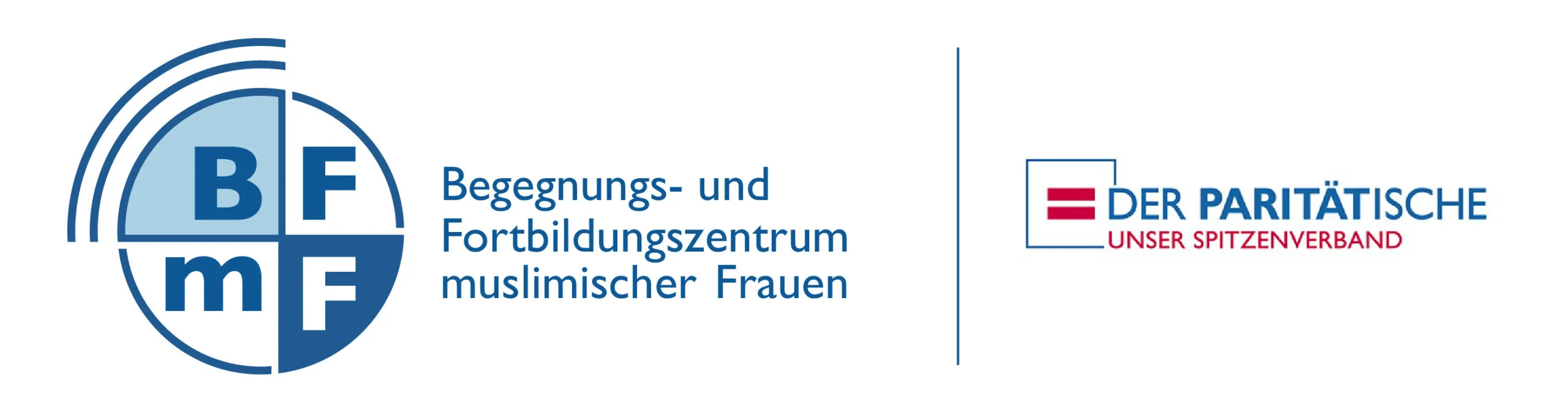 Logos des BFMF – Begegnungs- und Fortbildungszentrum muslimischer Frauen – und des Paritätischen Wohlfahrtsverbands nebeneinander